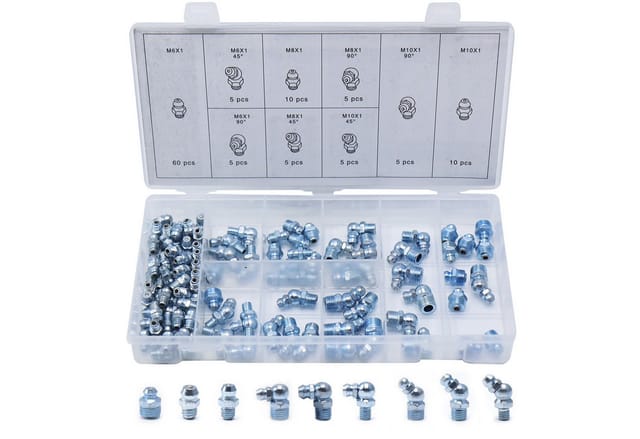 CCLIFE 110Teiliges Schmiernippel Sortiment M6 M8 M10 Gerade Abgewinkelt 45 90 Grad