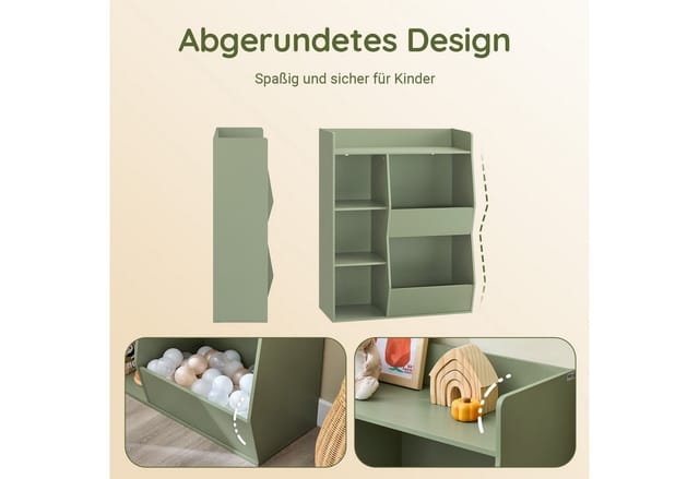 SoBuy Bücherregal Kinderregal mit 5 Offenes Fach und 1 Ablage Grün 80x104x34cm KMB55-K-GR