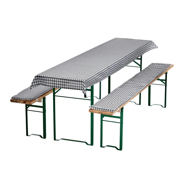 NYVI Bierbankauflagen Set 240x90cm Grau Kariert