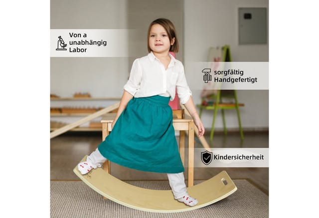 CCLIFE Holz Balance Board Wackelbrett Kinder Baby3 Jahre mit EVA Matte Montessori Spielzeug 85x30cm Holzfarbe