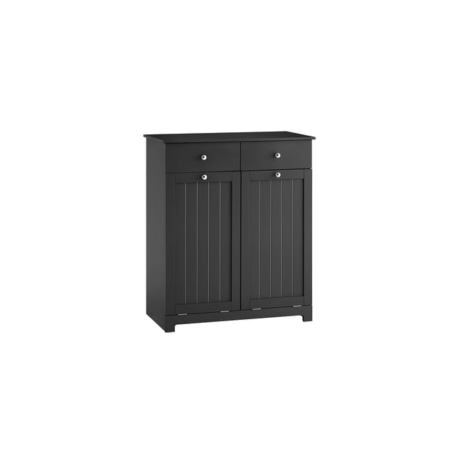SoBuy Badschrank mit 2 Wäschesäcken Wäscheschrank Wäschesammler Schwarz 78x90x38cm BZR33-II-SCH