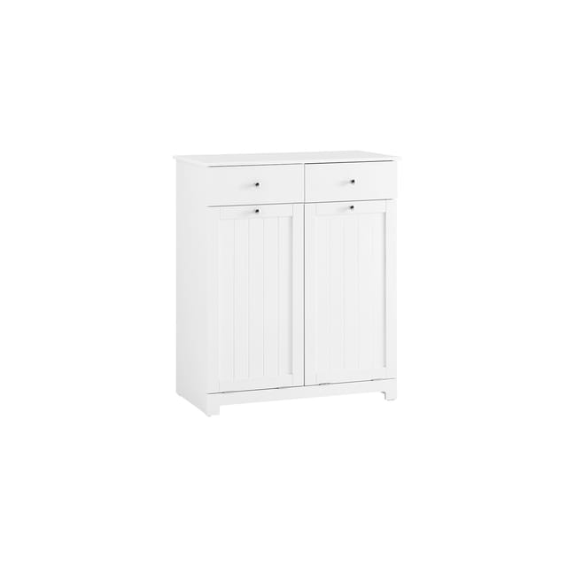 SoBuy Badschrank mit 2 Wäschesäcken Wäscheschrank Wäschesammler Weiß 78x90x38cm BZR33-II-W