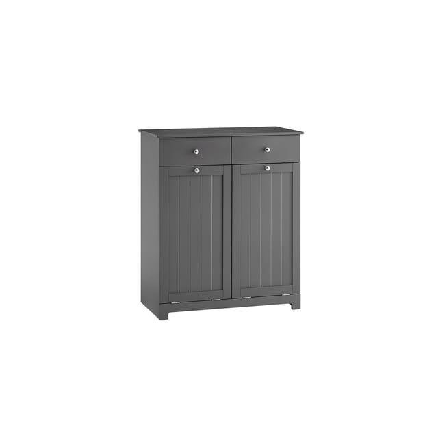 SoBuy Badschrank mit 2 Wäschesäcken Wäscheschrank Wäschesammler Grau 78x90x38cm BZR33-II-DG