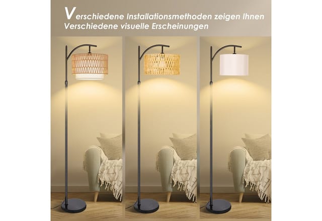 CCLIFE Stehlampe Bogenlampe LED E27 60W Höhenverstellbar 160cm-175cm Beige