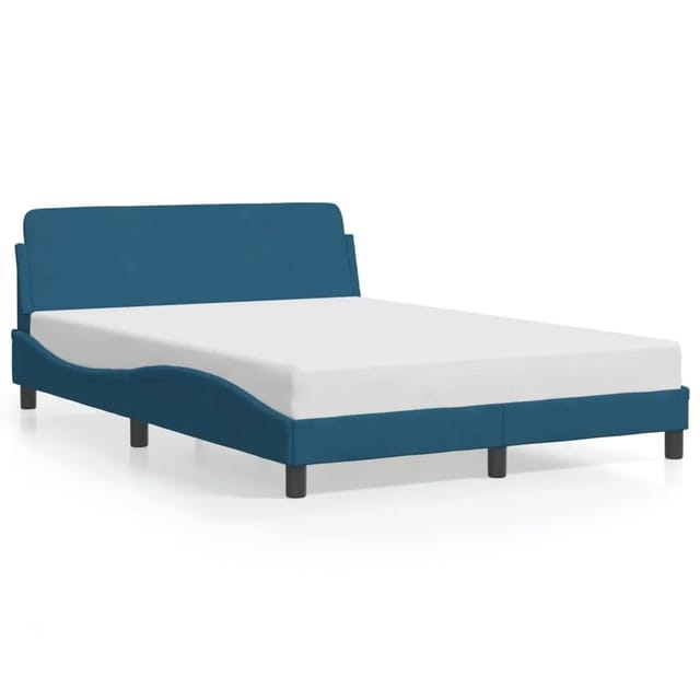 vidaXL Bettgestell mit Kopfteil Dover Blau 140x200 cm Samt 373196