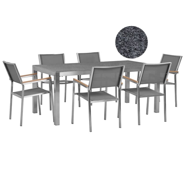 Beliani Gartentisch Set GROSSETO Dunkelgrau 90x180x87