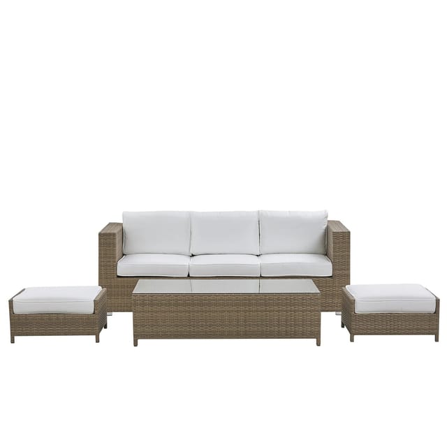 Beliani Lounge Set BELLUNO Weiss Silber Braun 77x191x66