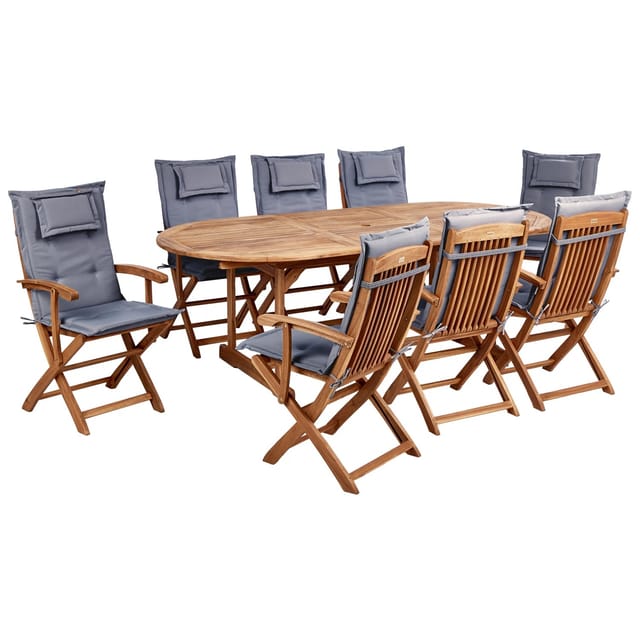 Beliani Gartentisch Set MAUI II Heller Holzfarbton Grau