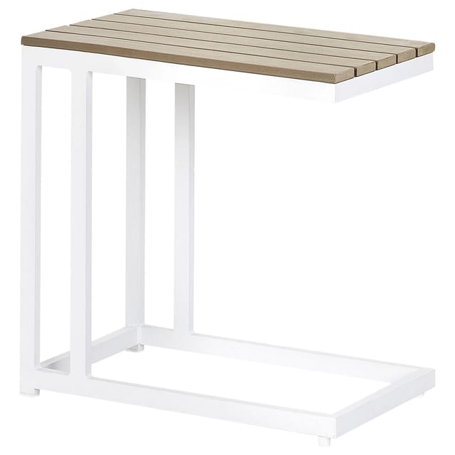 Beliani Gartentisch MESSINA Heller Holzfarbton Weiss 60x35x59