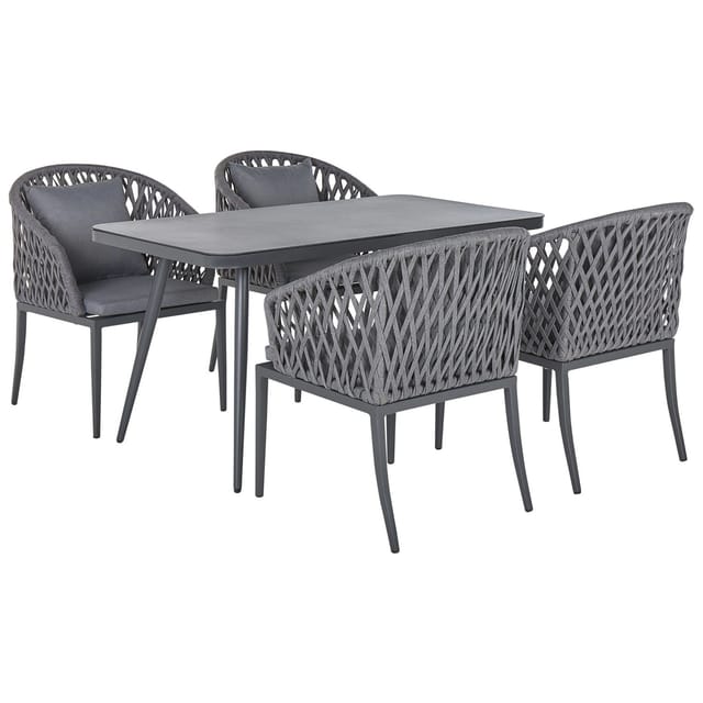 Beliani Gartentisch Set LIPARI Dunkelgrau 80 x140 x75