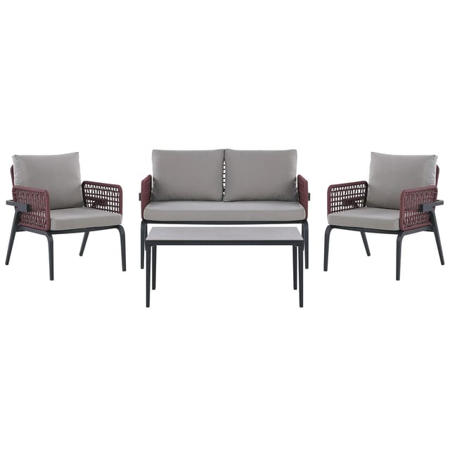 Beliani Lounge Set SCIACCA Grau Schwarz Burgunderrot 72x131x80