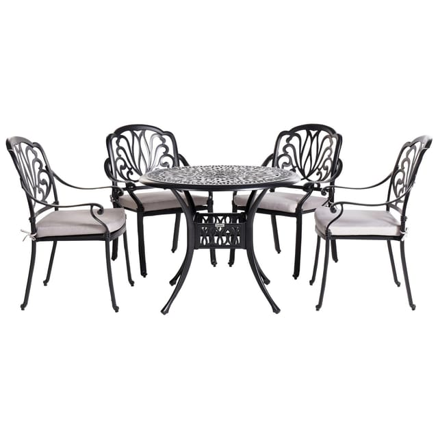 Beliani Gartentisch Set ANCONA Schwarz Beige 90x90x97