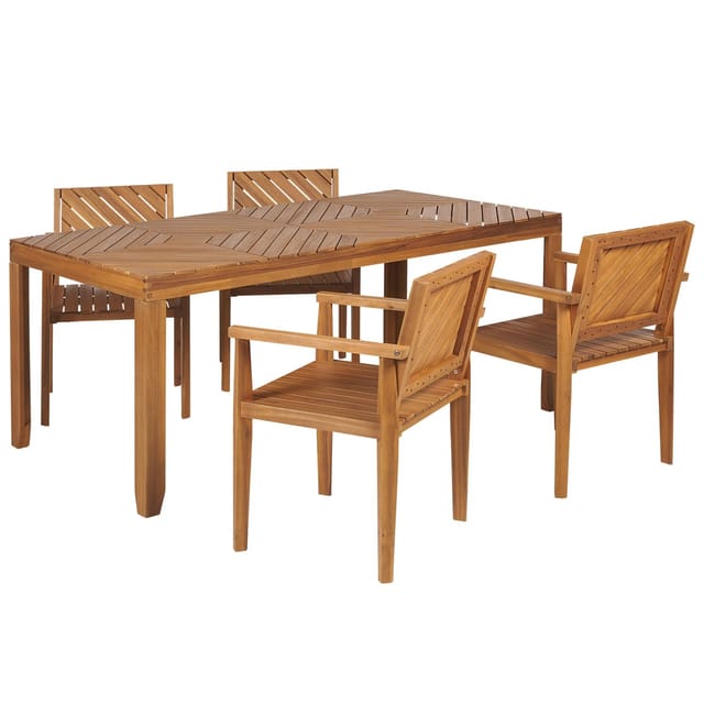 Beliani Gartentisch Set BARATTI Heller Holzfarbton