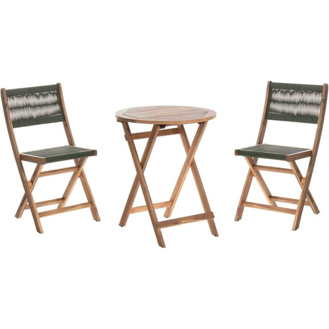 Beliani Bistro Set PROSSEDI Grün Heller Holzfarbton