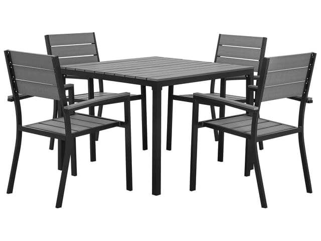 Beliani Gartentisch Set PRATO Grau Schwarz 95x95x90