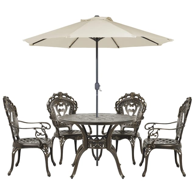 Beliani Gartentisch Set SAPRI Dunkelbraun 100x100x72