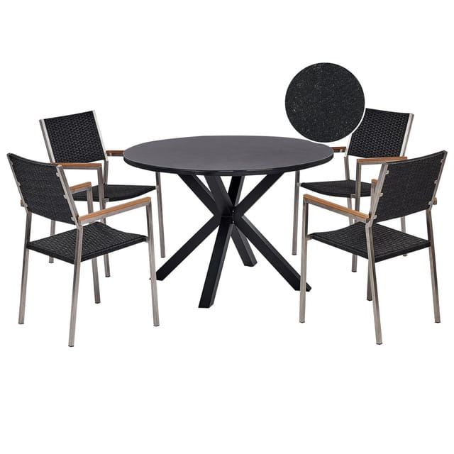 Beliani Gartentisch Set MALETTO/GROSSETO Schwarz Silber