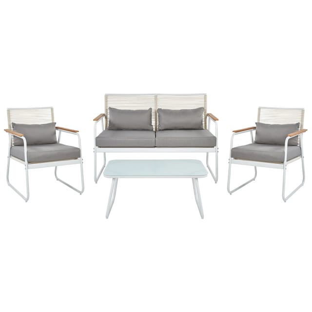 Beliani Lounge Set POMONTE Weiss Grau
