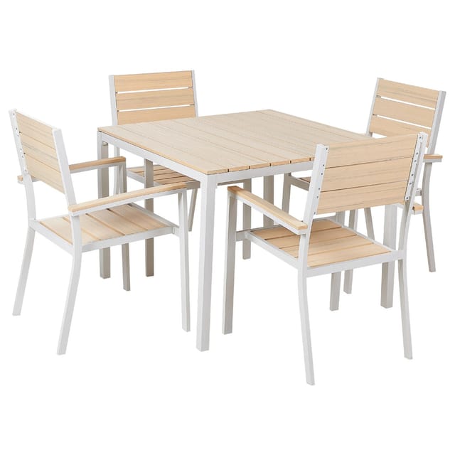 Beliani Gartentisch Set PRATO Beige Weiss
