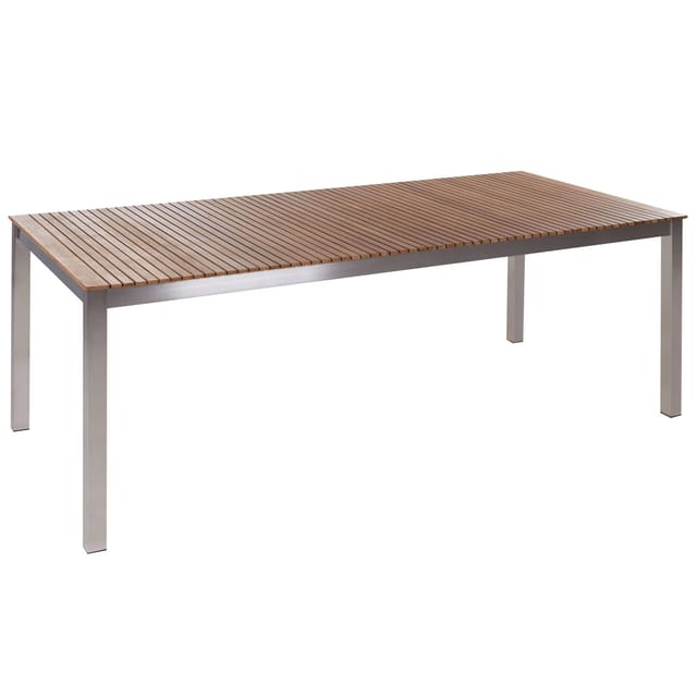 Beliani Gartentisch VIAREGGIO Heller Holzfarbton Silber 200x90x75