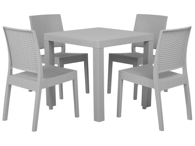 Beliani Gartentisch Set FOSSANO Hellgrau 80x80x89