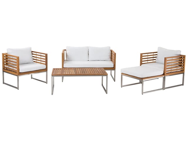 Beliani Sitzgruppe BERMUDA Cremeweiß 140x138x70
