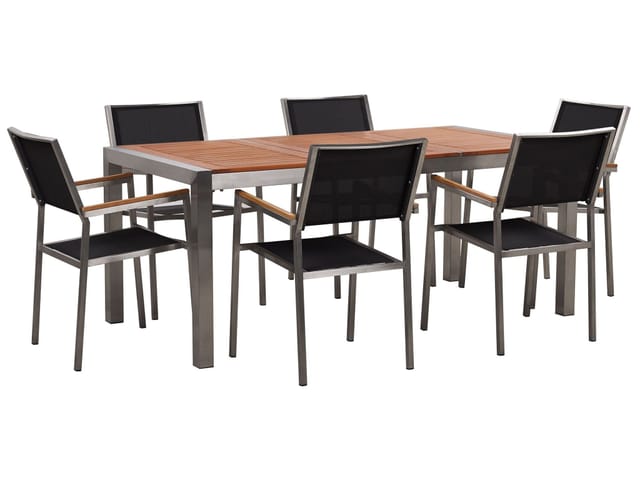 Beliani Gartentisch Set GROSSETO Graphitgrau 90x180x87