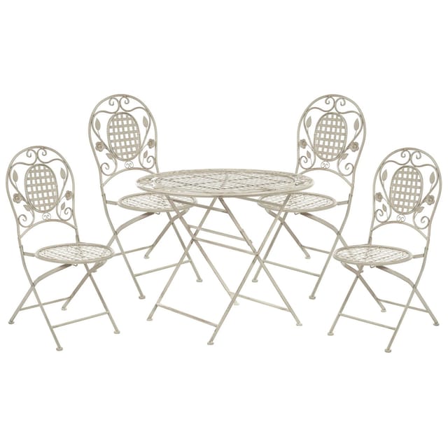 Beliani Gartentisch Set BIVIO Cremeweiß 90x90x93