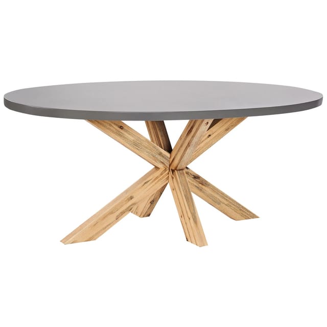 Beliani Gartentisch ORISTANO Grau Heller Holzfarbton 190x100x75