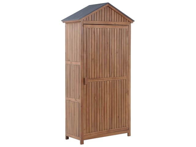 Beliani Gartenschrank SAVOCA Braun Grau 40x100x200