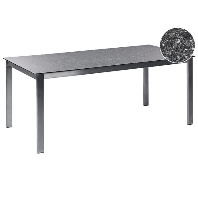Beliani Gartentisch COSOLETO Schwarz Silber 180x90x75