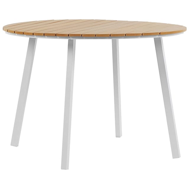 Beliani Gartentisch CAVOLI Heller Holzfarbton Weiss 105x105x73