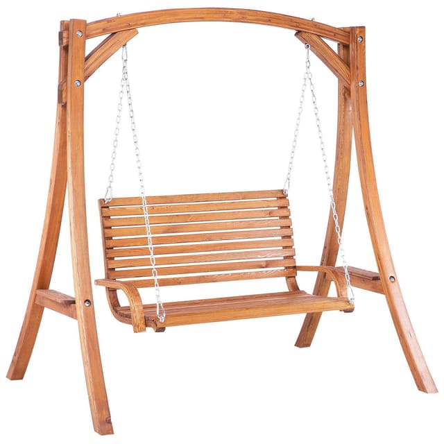 Beliani Gartenschaukel NOVARA Dunkler Holzfarbton 128x170x175