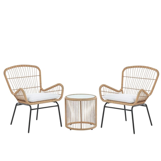 Beliani Bistro Set LABICO Naturfarben Beige Schwarz Beige 63x69x85