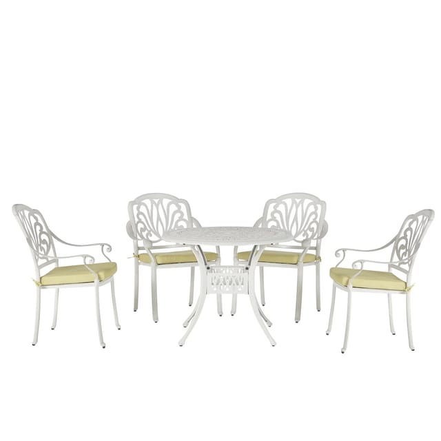 Beliani Gartentisch Set ANCONA Cremeweiß 90x90x97