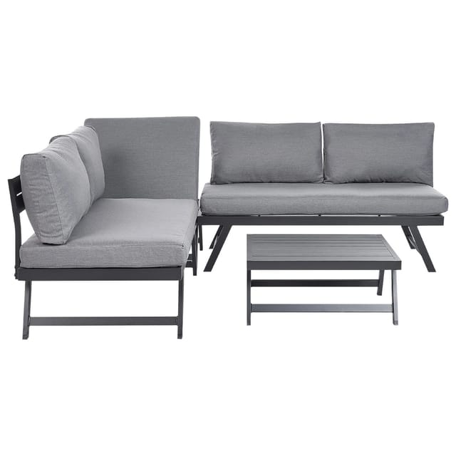 Beliani Lounge Set COCCORINO Dunkelgrau 196x196x64