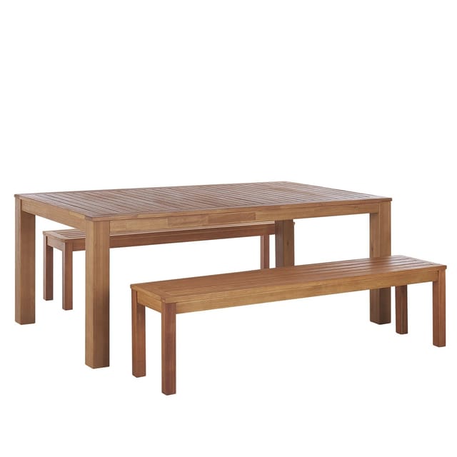 Beliani Gartentisch Set MONSANO Heller Holzfarbton 105x190x76