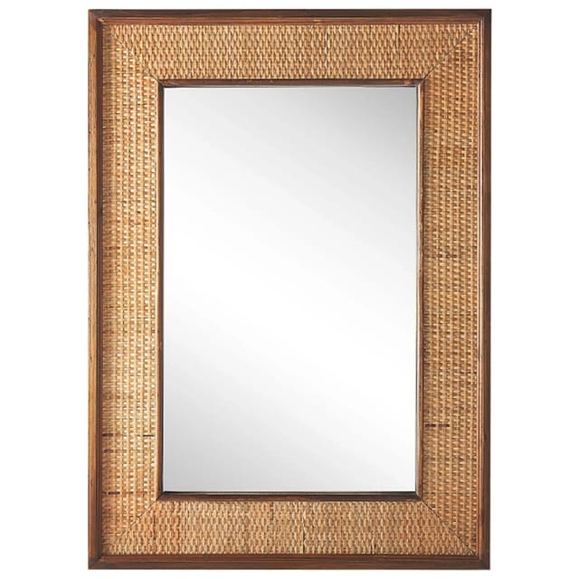 Beliani Wandspiegel IGUALA Heller Holzfarbton Dunkler Holzfarbton 5x54x74