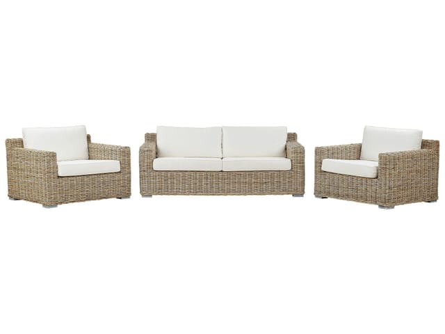 Beliani Lounge Set ARDEA Naturfarben Weiss 90x194x70