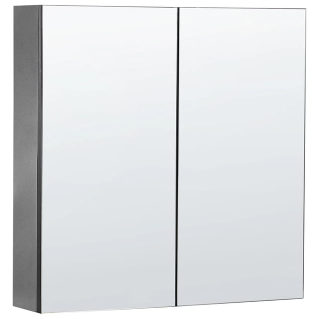 Beliani Bad-Spiegelschrank NAVARRA Schwarz Silber 14x60x60