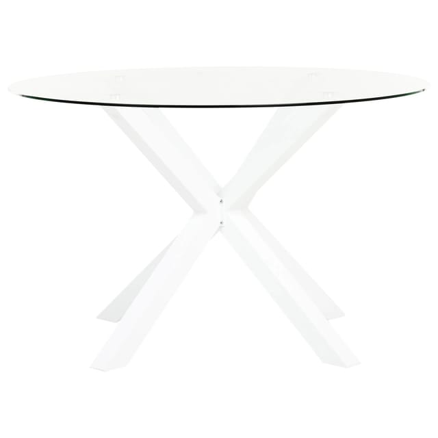 Beliani Runder Tisch MALETTO Weiss Transparent 120x120x77