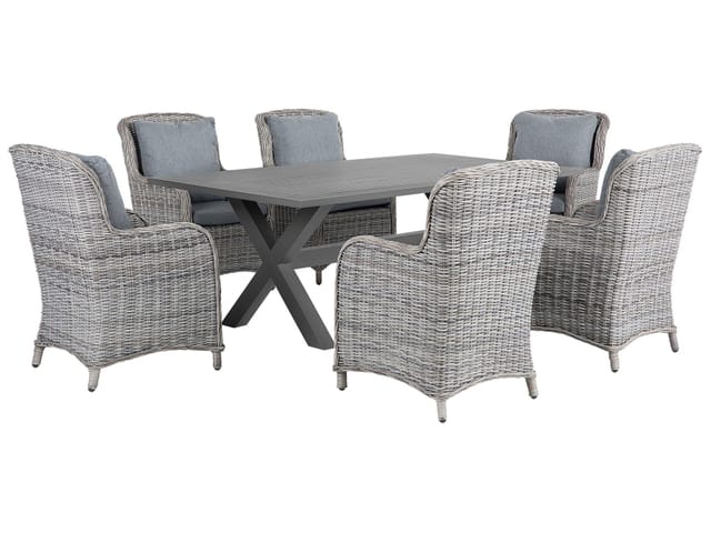 Beliani Gartentisch Set CASCAIS Grau 105x200x96