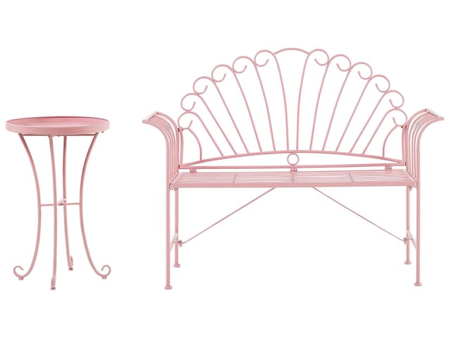 Beliani Bistro Set CAVINIA Rosa 46x125x97
