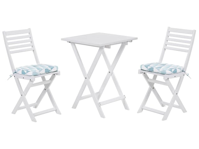 Beliani Bistro Set FIJI Weiss Blau 60x60x84