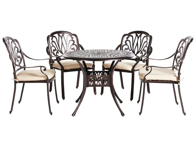 Beliani Gartentisch Set ANCONA Dunkelbraun 90x90x97