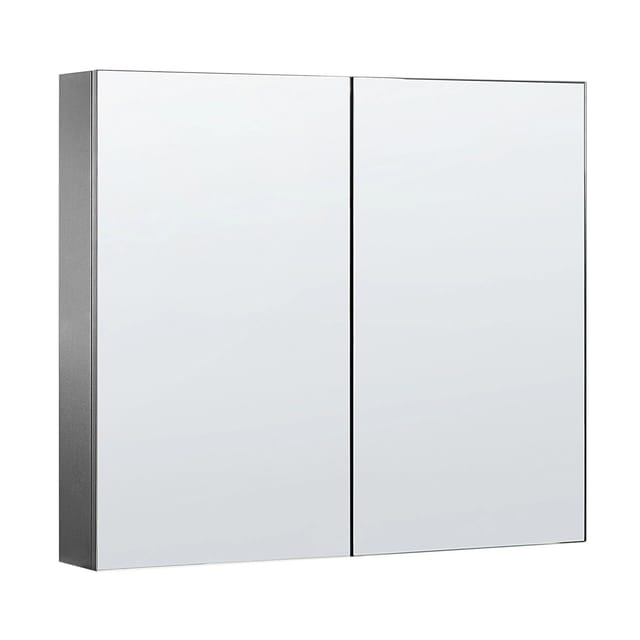 Beliani Bad-Spiegelschrank NAVARRA Schwarz Silber 14x80x70