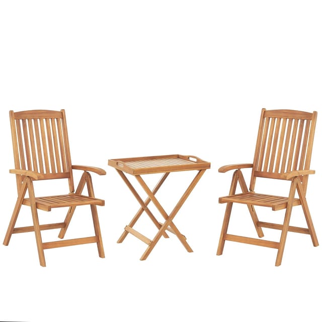 Beliani Bistro Set JAVA Heller Holzfarbton 69x54x105