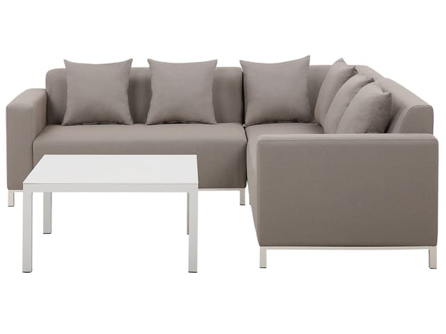 Beliani Linksseitig Lounge Set BELIZE Taupe 223x223x75