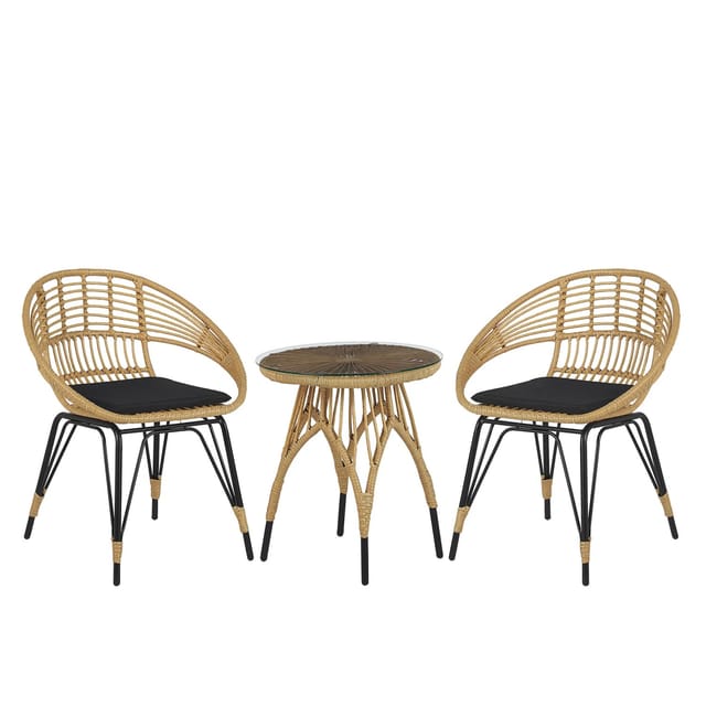 Beliani Bistro Set PELLARO Naturfarben Beige Schwarz 52x65x80