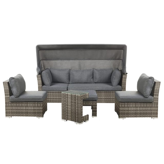 Beliani Lounge Set CORTE Dunkelbraun 152x230x153